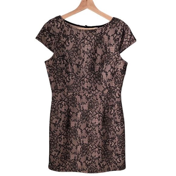 Windsor Black Floral Lace Short Sleeve Dress in Size Large - Picture 1 of 8